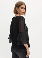 Chiffon Ruffle Sleeve Top