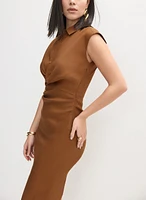 Linen-Blend Twist Front Dress