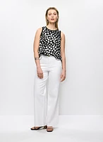 Polka Dot Blouse & Wide Leg Jeans