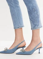 Tonal Embroidered Straight-Leg Jeans