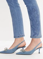 Tonal Embroidered Straight-Leg Jeans