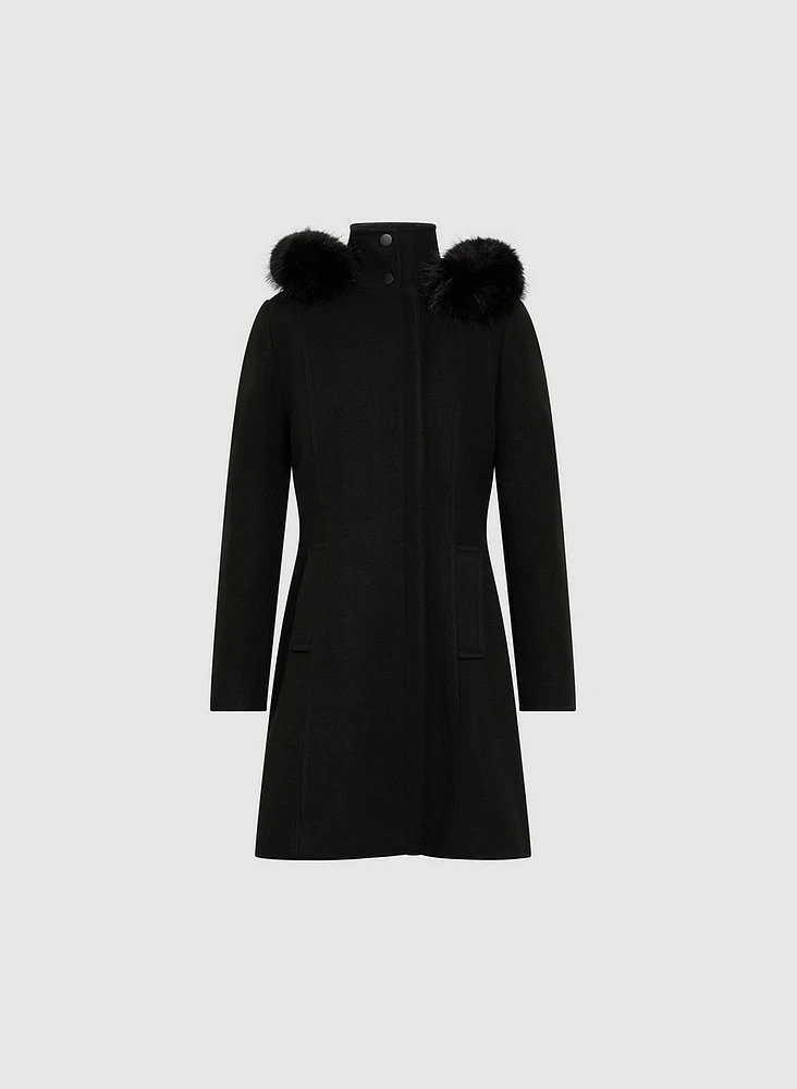 Wool-Blend A-Line Coat