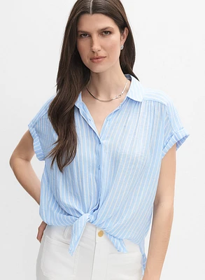 Striped Cap Sleeve Blouse