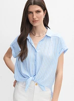 Striped Cap Sleeve Blouse