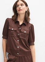 Satin Puff Sleeve Jacket