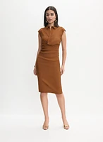 Linen-Blend Twist Front Dress