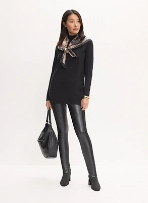 Rib Knit Sweater & Vegan Leather Leggings