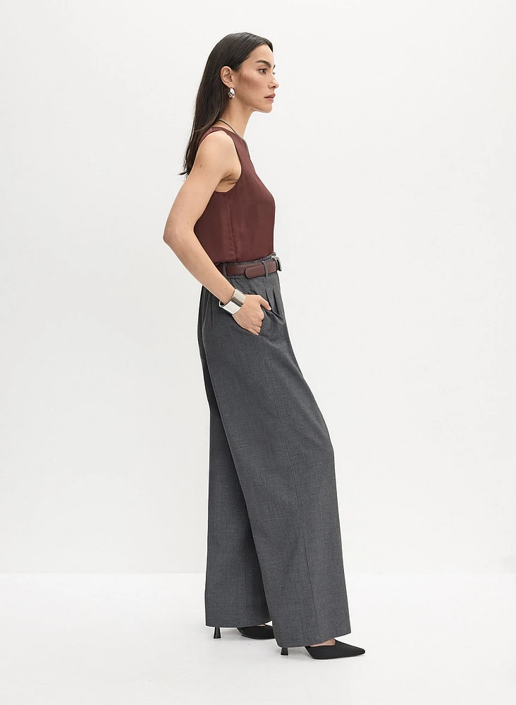 Pleated Wide-Leg Pants