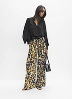 Pantalon à jambe large motif léopard