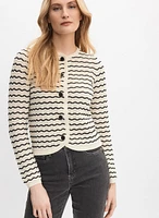 Wave Stitch Pointelle Cardigan