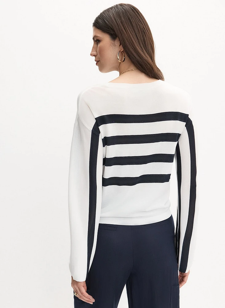 Striped Placement Print Sweater