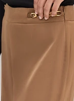 Chain Trim Satin Wide-Leg Pants