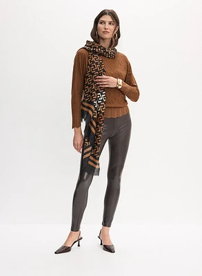 Geometric Stitch Sweater & Vegan Leather Leggings