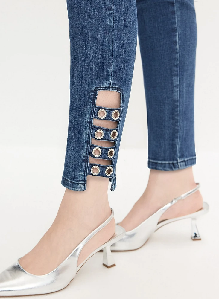 Joseph Ribkoff - Eyelet Detail Straight-Leg Jeans