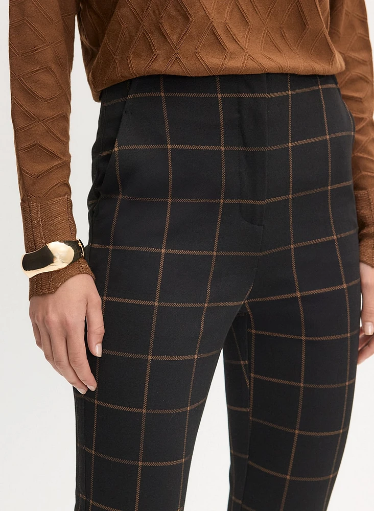 Plaid Print Slim Leg Pants