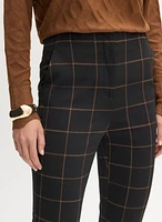 Plaid Print Slim Leg Pants