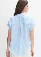 Striped Cap Sleeve Blouse