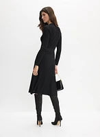 Ribbed Knit Plissé Hem Dress