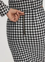 Houndstooth Print Pencil Skirt