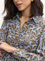 Geometric Leaf Print Blouse