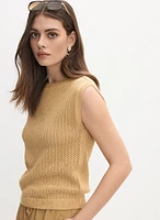 Sleeveless Open-Knit Sweater