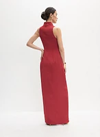 Knotted Waist Satin Dress