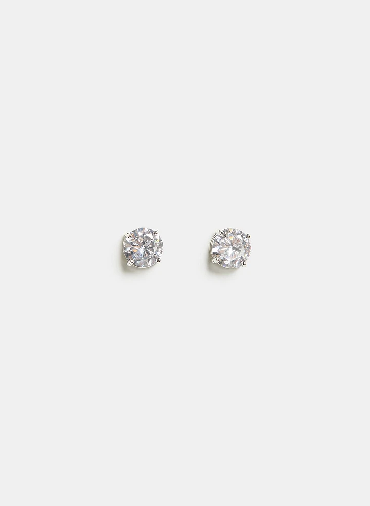 Cubic Zirconia Button Earrings