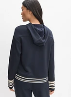 Striped Trim Hooded Sweatshirt