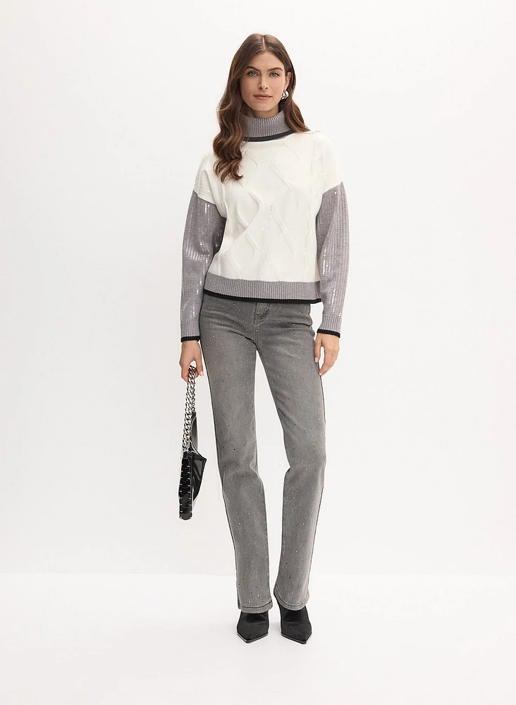 Sequined Turtleneck Sweater