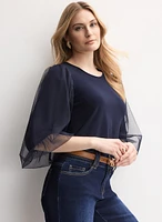 Joseph Ribkoff - Sheer Puff Sleeve Top