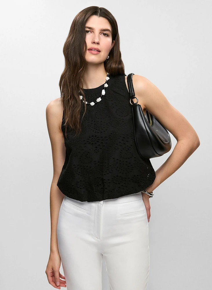 Sleeveless Eyelet Blouse