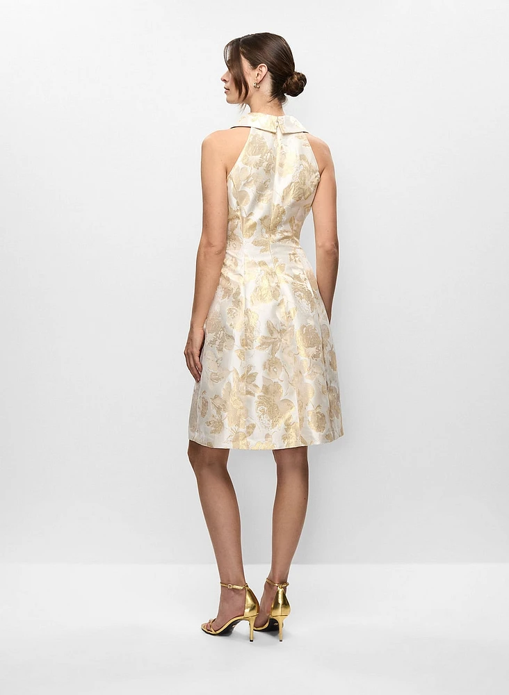 Adriana Papell- Jacquard Tuxedo Dress