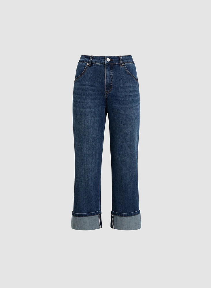 Rolled Hem Culotte Jeans