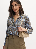 Geometric Leaf Print Blouse