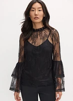 Tiered Bell Sleeve Lace Blouse