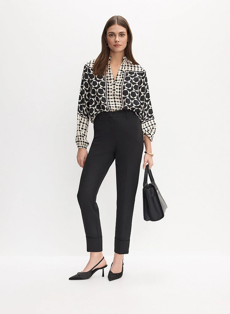 Cuffed Straight-Leg Ankle Pants