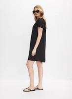 Crinkled V-Neck Dress