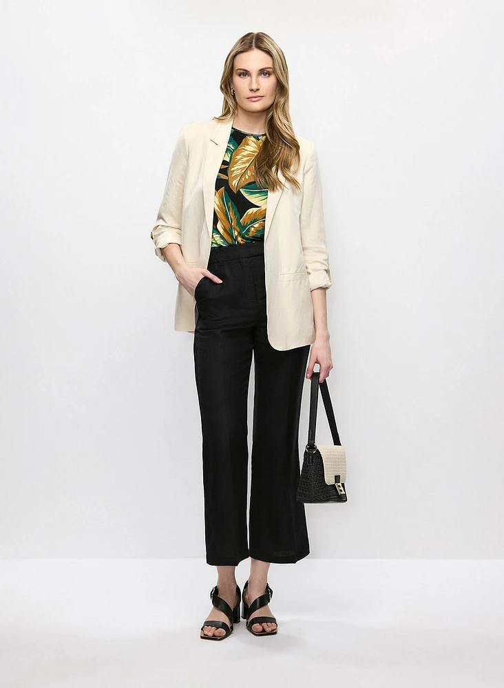 Roll-Up Sleeve Blazer & Wide Leg Pants