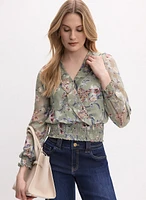 Smocked Floral Blouse