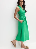 Joseph Ribkoff - Gathered Waist V-Neck Dress