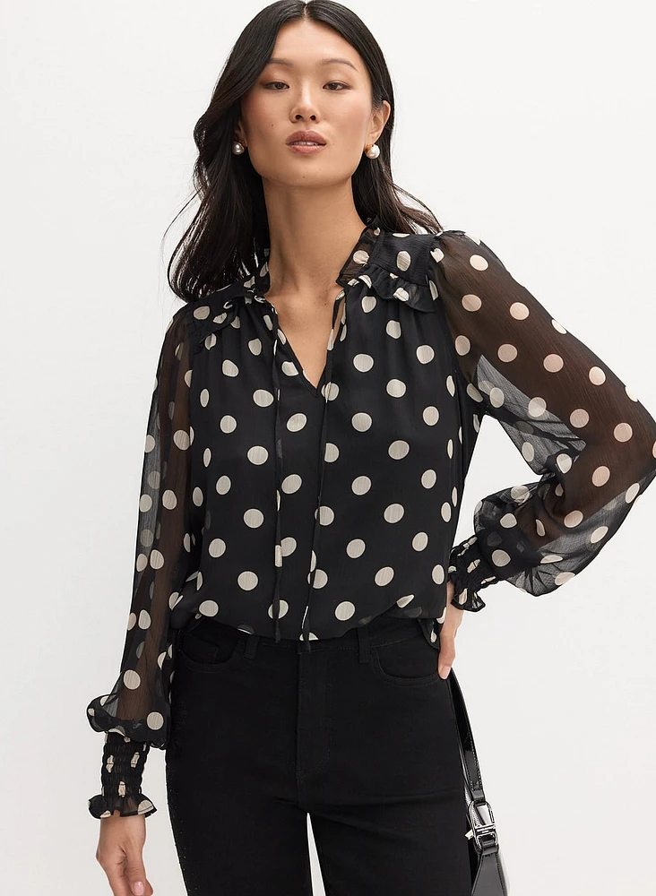 Blouse à motif pois