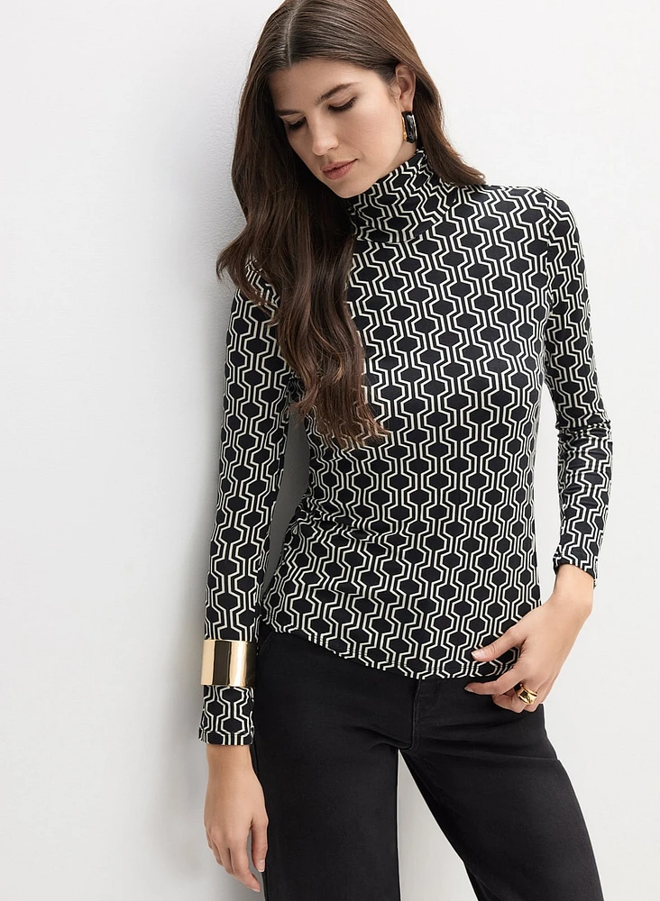 Geometric Turtleneck Top