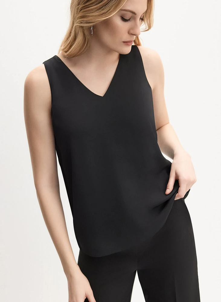 Blouse sans manches en crêpe