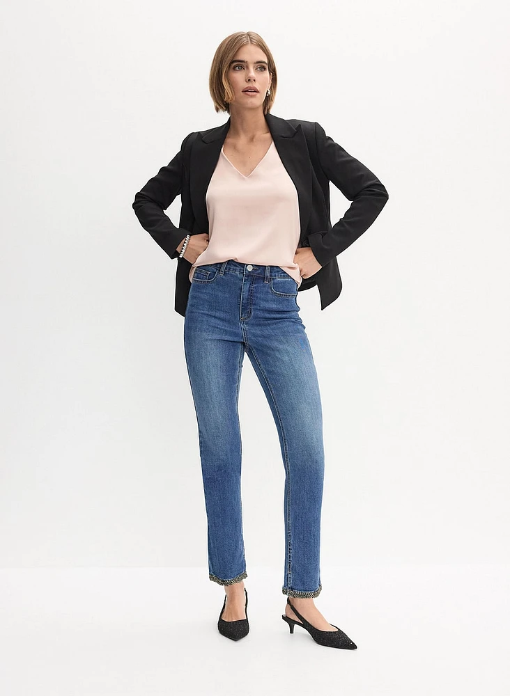 Embellished Hem Detail Jeans