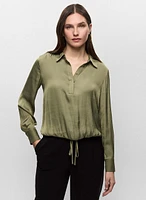 Tie Hem Satin Blouse