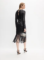 Joseph Ribkoff - Sequined Fringe Hem Dress