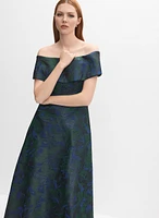 Floral Jacquard Off-Shoulder Dress