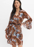 Belted Paisley Dress