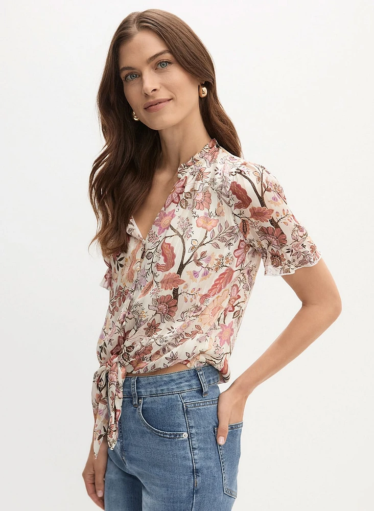 Tie Detail Floral Print Blouse