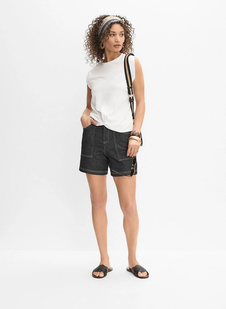 Double-Button Jean Shorts